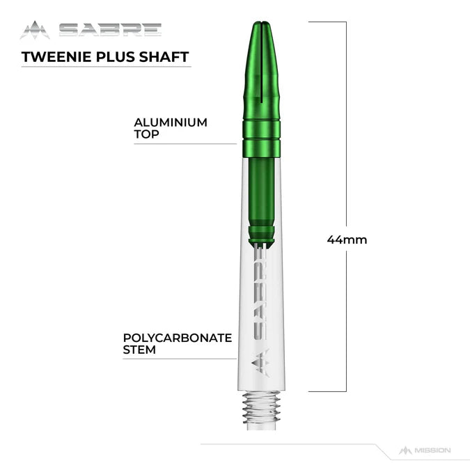 Mission Sabre Clear-Green Top Polycarbonate Dart Shaft Stem image 3