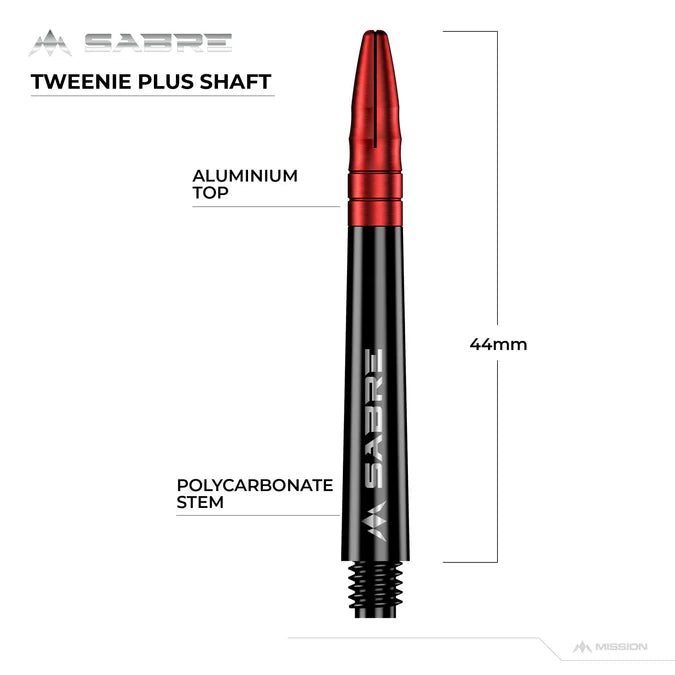 Mission Sabre Black-Red Top Polycarbonate Dart Shaft Stem image 3