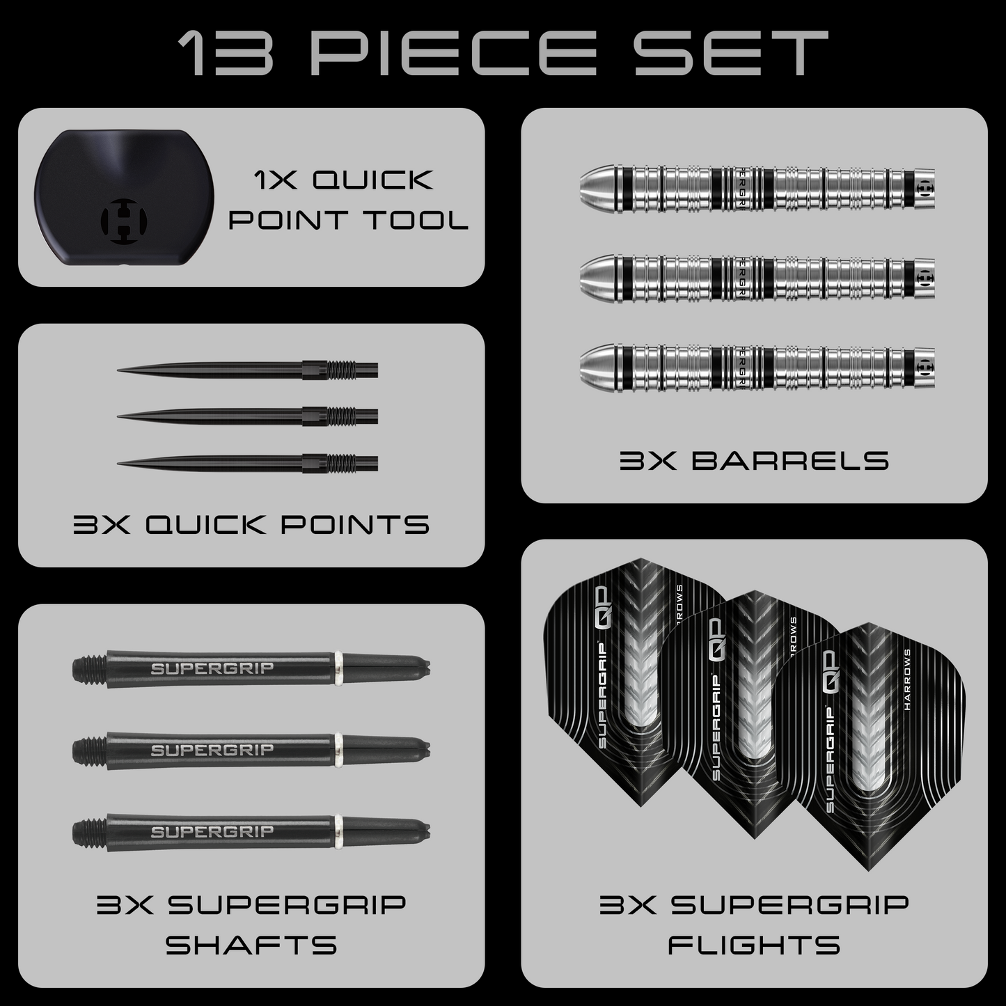 Harrows Supergrip 90% Tungsten Quick Point Dart Set