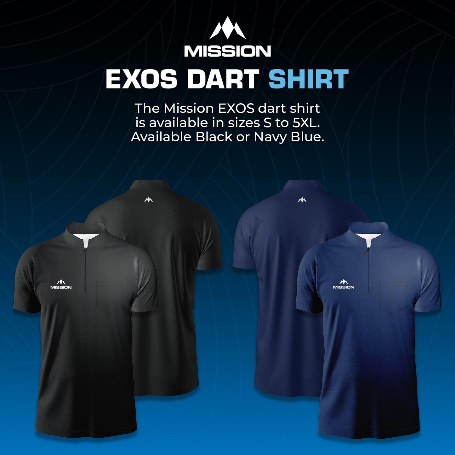 Mission EXOS Cool Collarless Black Dart Shirt