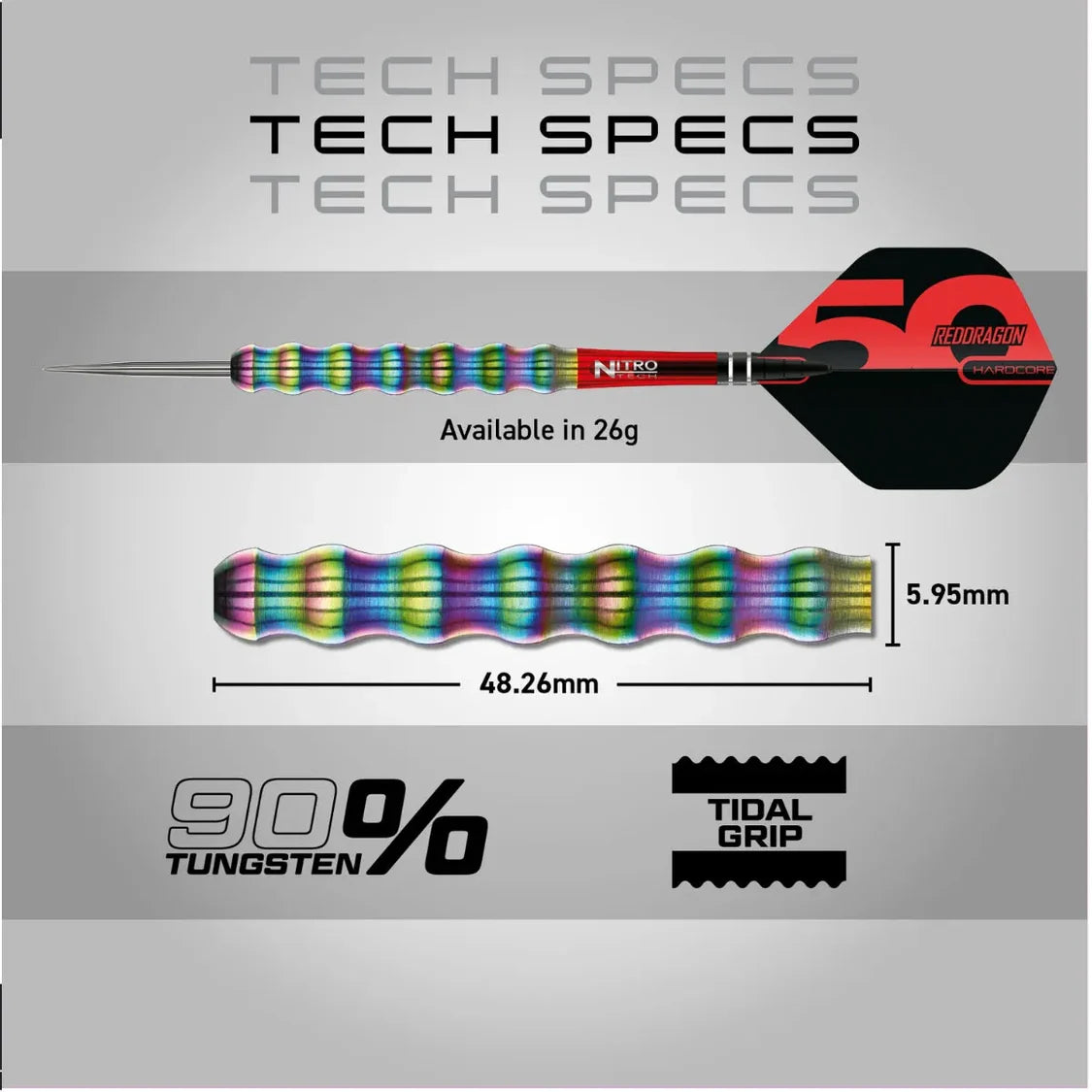 Red Dragon 50 Anniversary Shockwave 1 90% Tungsten Steel Tip Dart Set