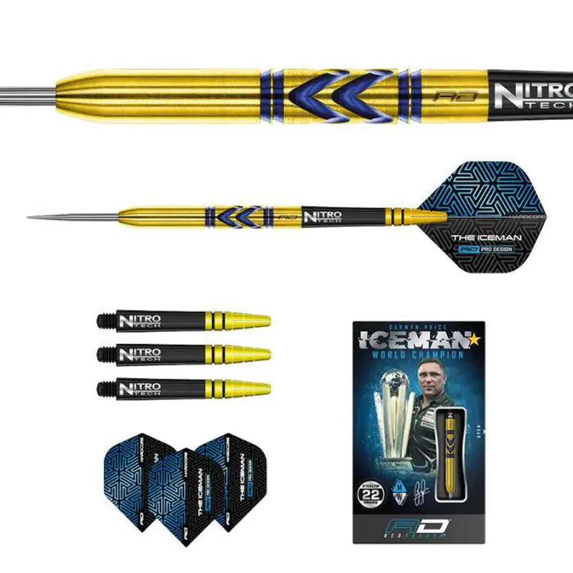 Red Dragon Gerwyn Price Avalanche Gold 90% Tungsten Steel Tip Dart Set