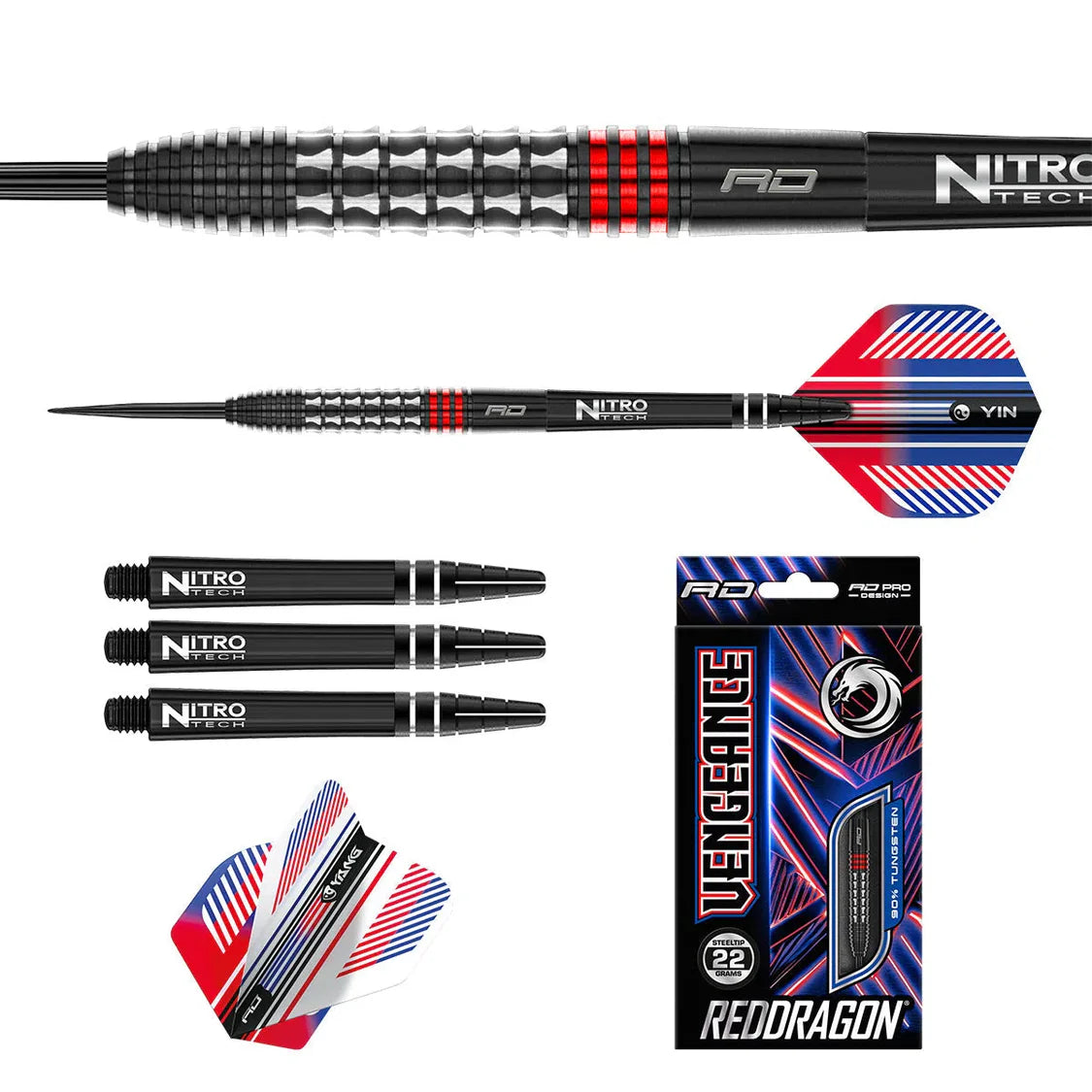 Red Dragon Vengeance 90% Tungsten Steel Tip Dart Set