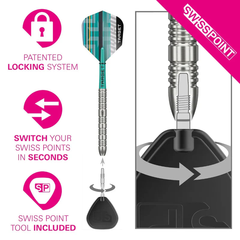 Target Hydro 02 90% Tungsten Swiss Point Steel Tip Dart Set