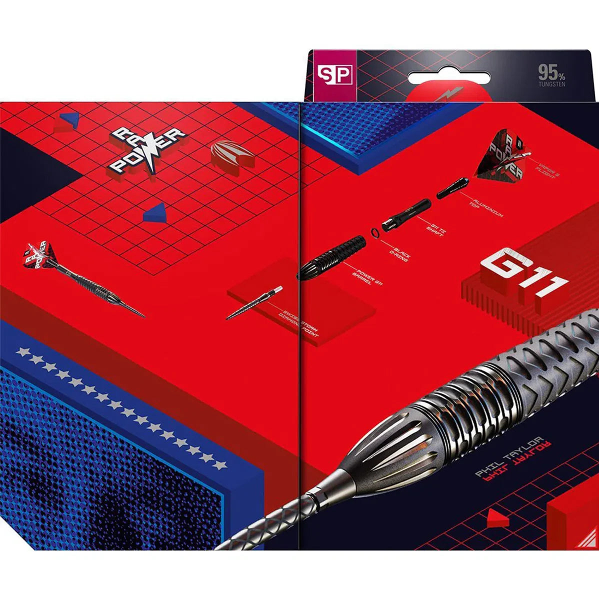 Target Phil Taylor Raw Power G11 95% Tungsten Swiss Point Steel Tip Dart Set