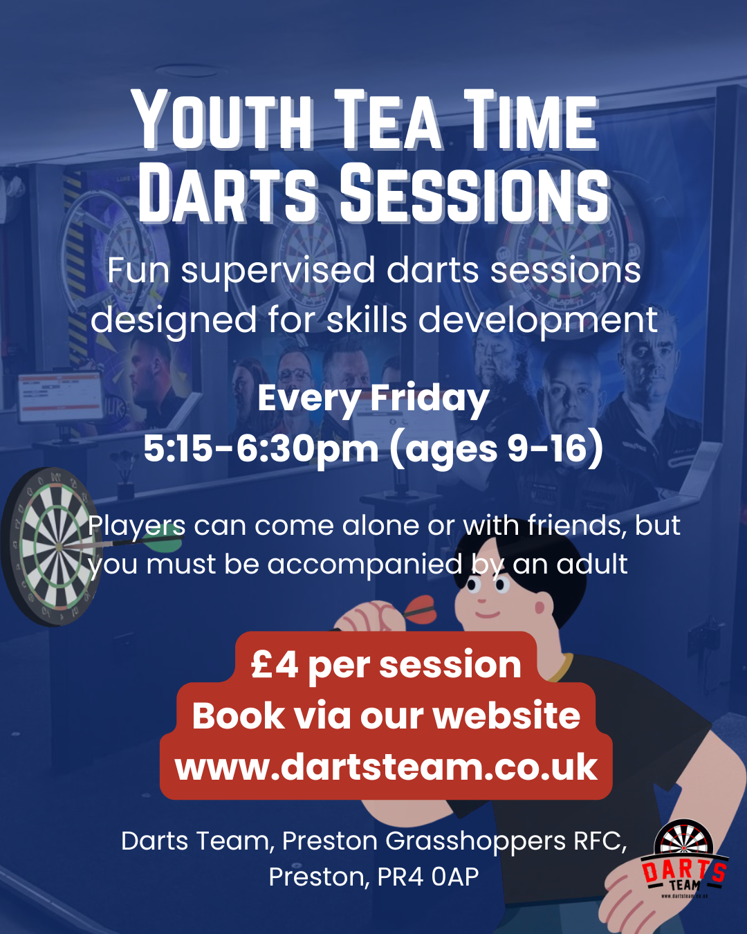 Darts Team Tea-Time Junior Session Friday 27 Mar 2026 (5.15pm - 6.30pm)