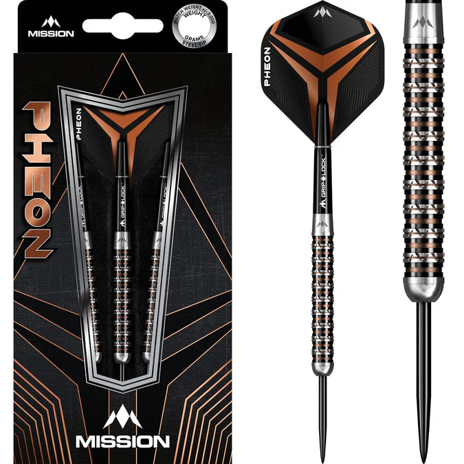 Mission Pheon Darts Black & Bronze Electro 90% Tungsten Steel Tip Dart Set