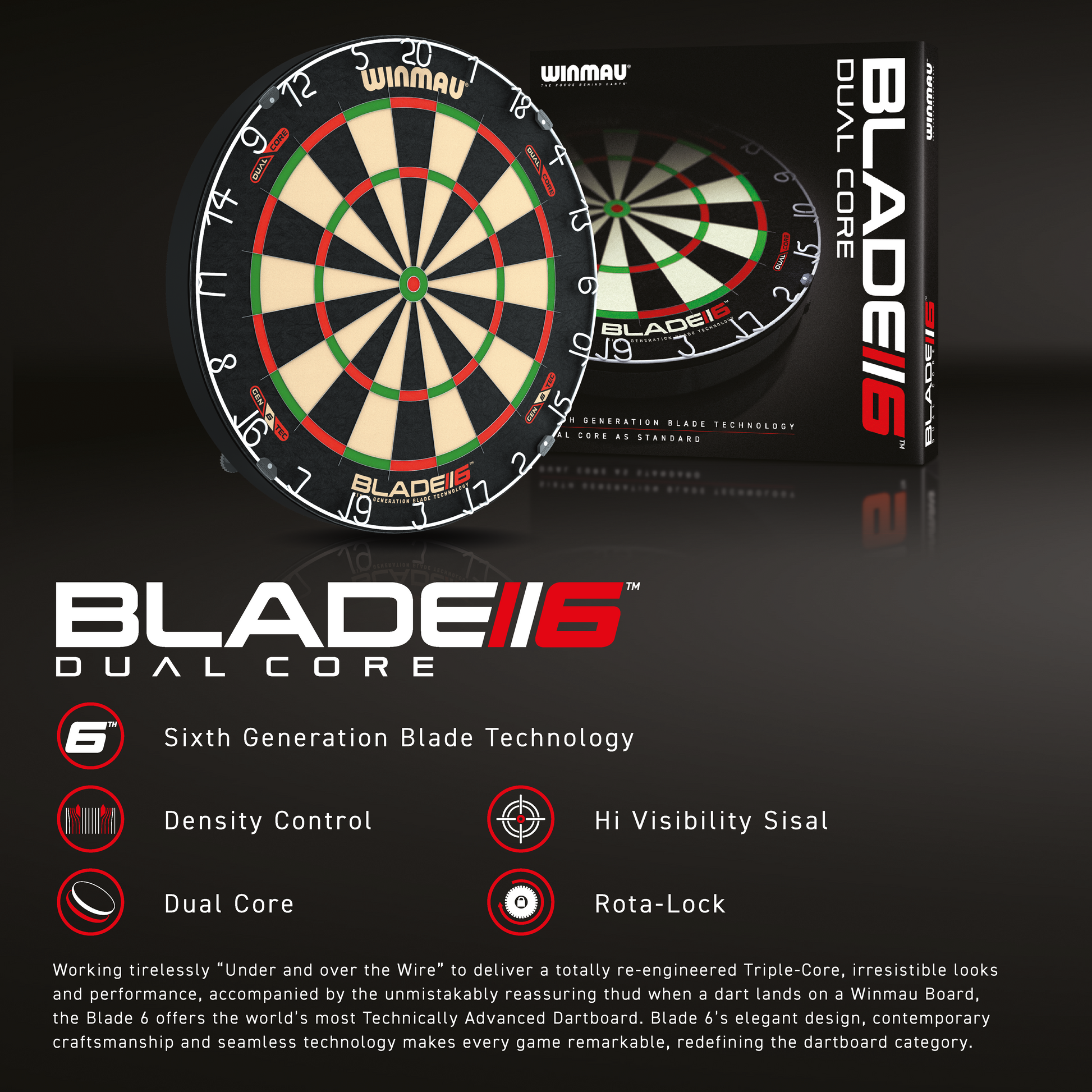 Winmau Blade 6 Dual Core Dartboard image 1