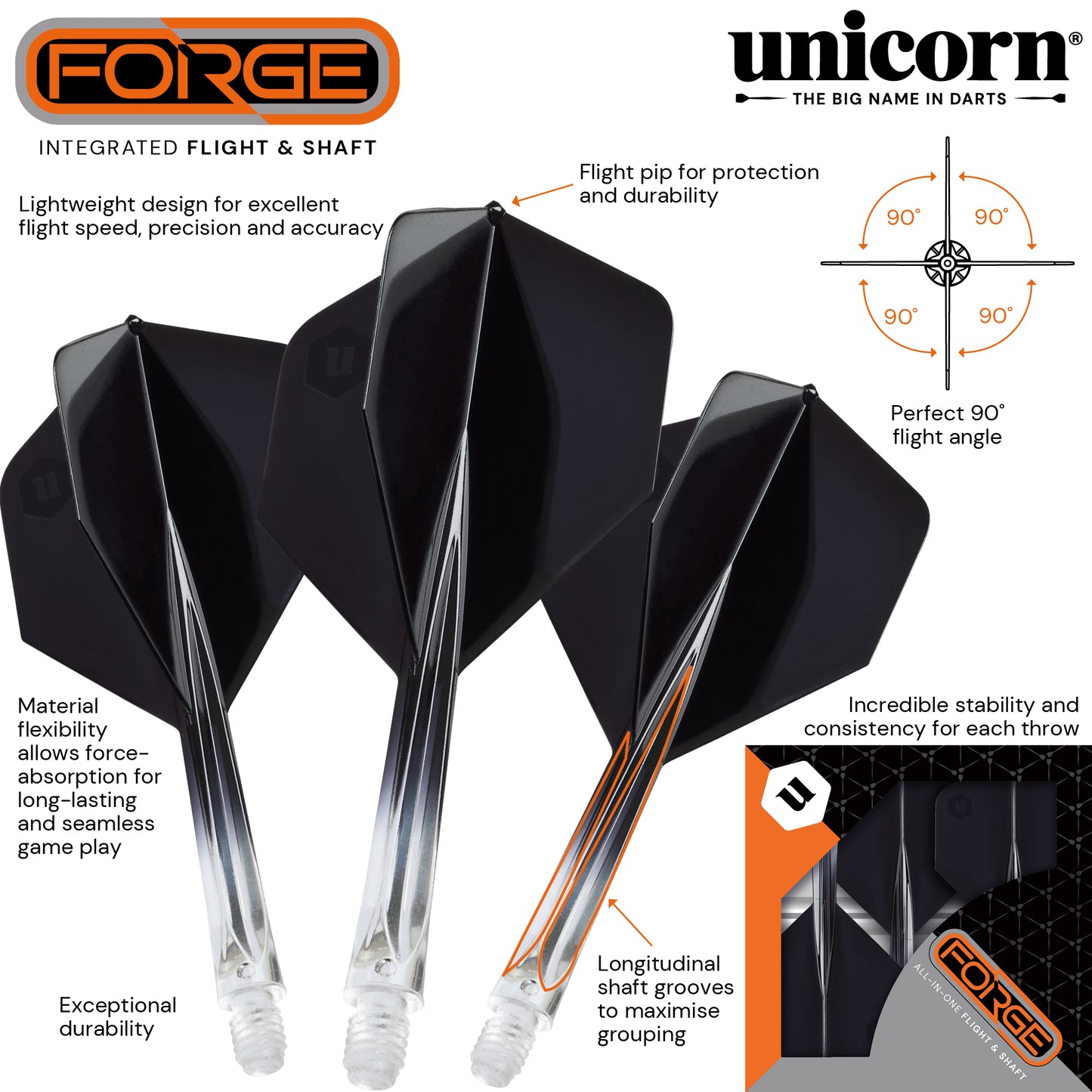 Unicorn Forge Plus Two-Tone Clear & Black Flight System