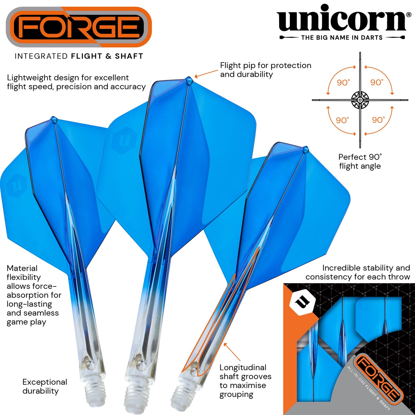 Unicorn Forge Plus Two-Tone Clear & Blue Flight System