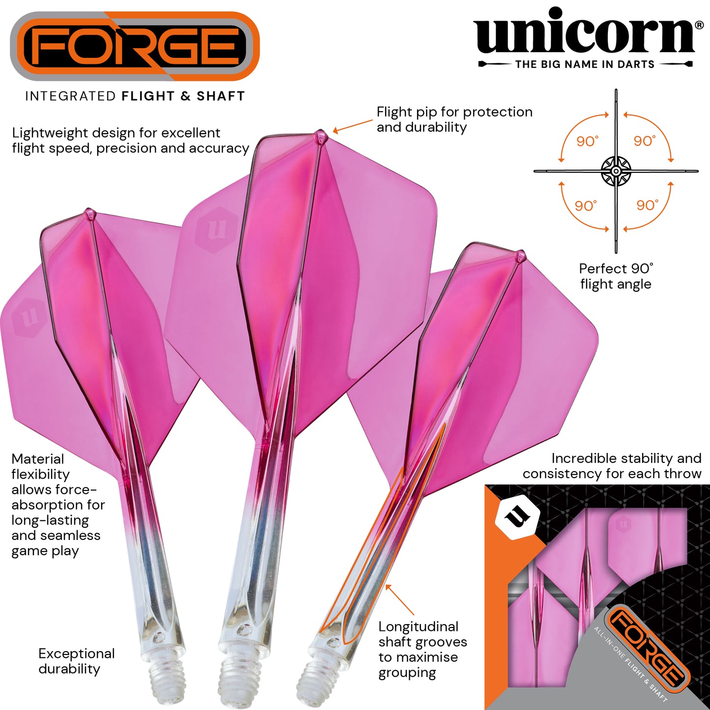 Unicorn Forge Plus Two-Tone Clear & Pink Flight System