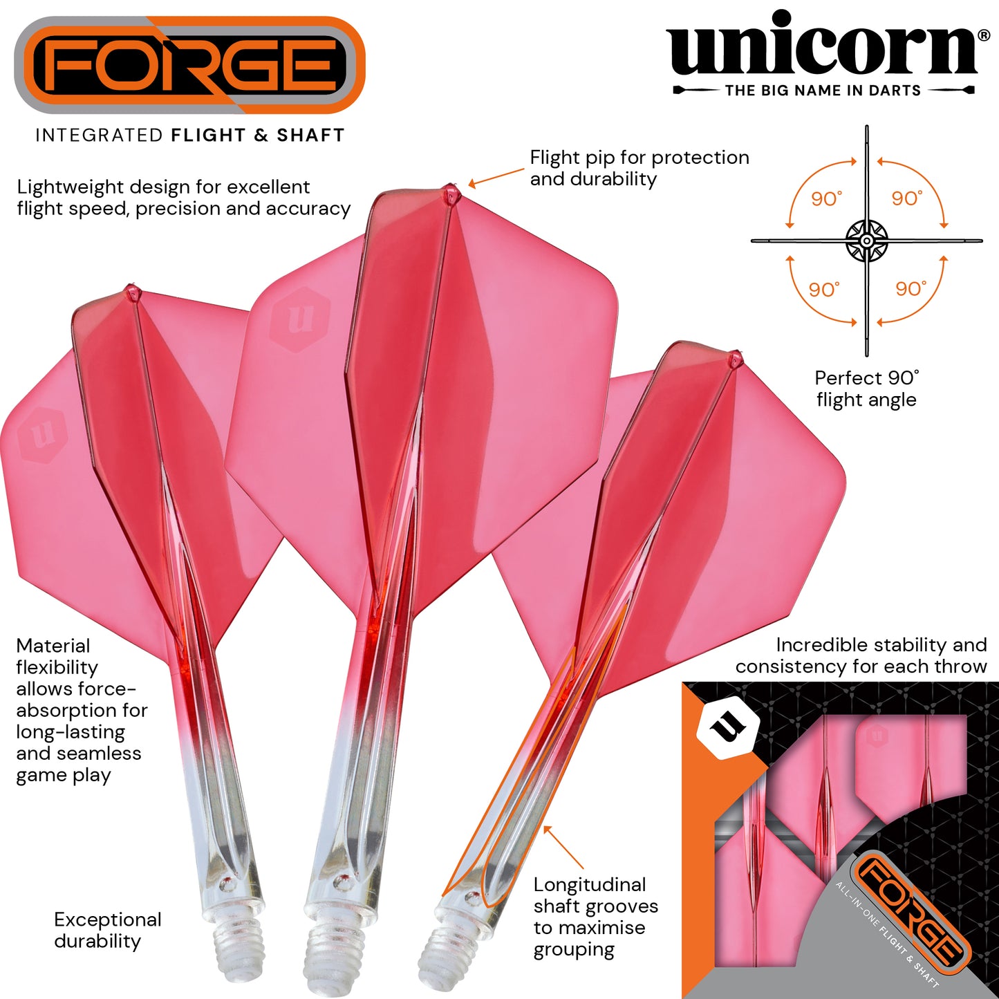 Unicorn Forge Plus Two-Tone Clear & Red Flight System
