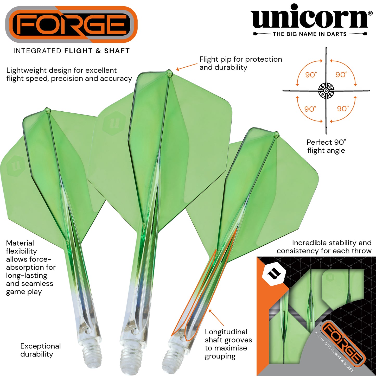 Unicorn Forge Plus Two-Tone Clear & Green Flight System