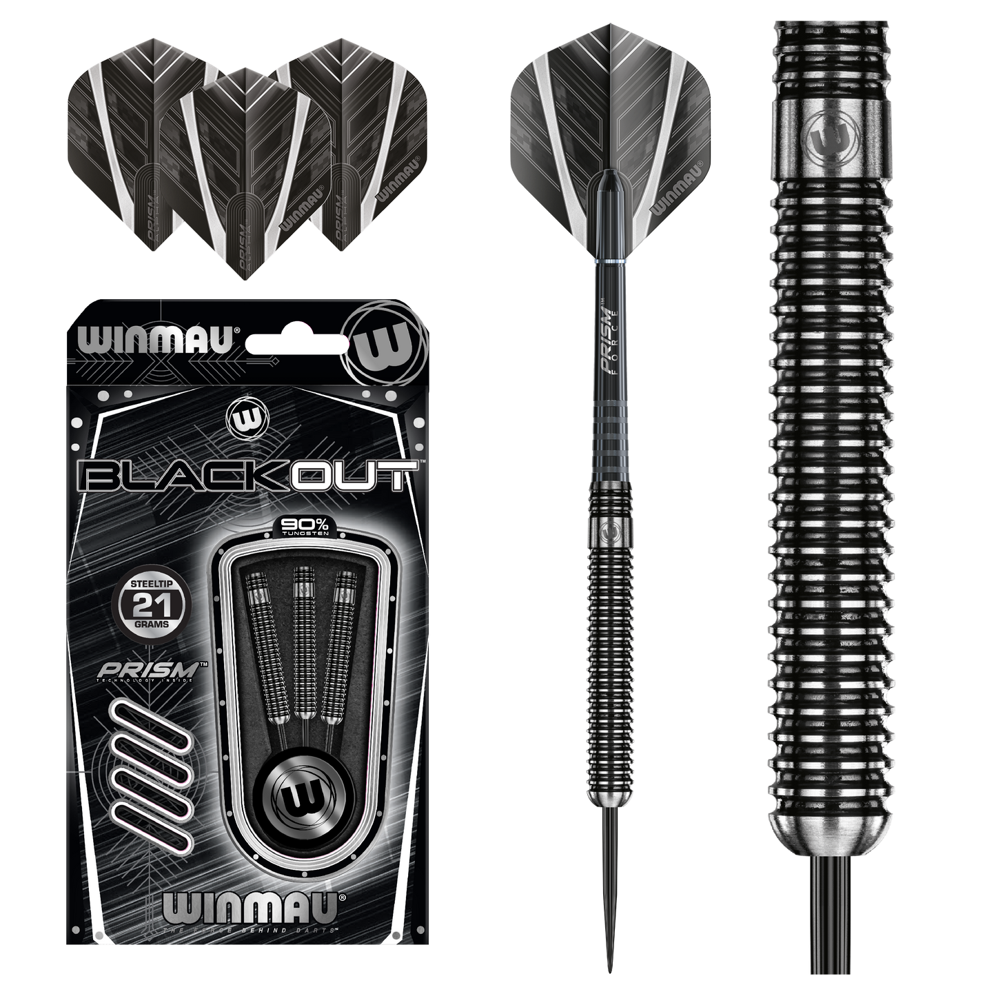 Winmau Blackout 90% Tungsten Steel Tip Dart Set image 0