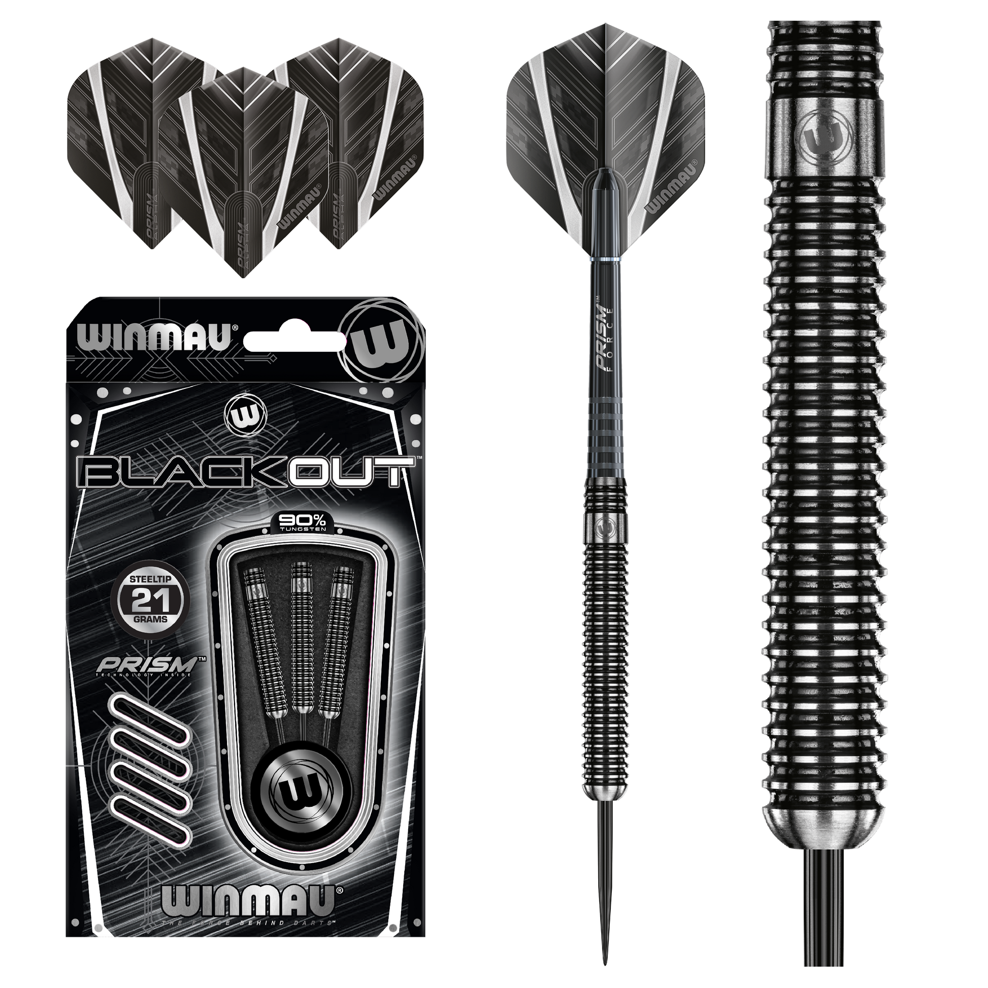 Winmau Blackout 90% Tungsten Steel Tip Dart Set image 0