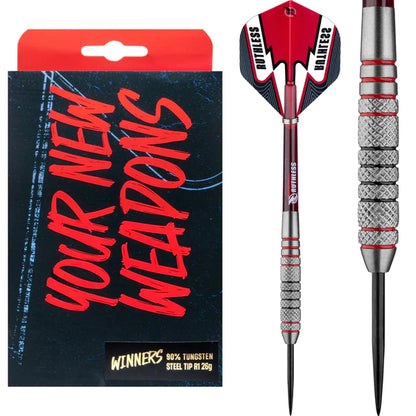 Ruthless Winners Black & Red - Knurkled - Steel Tip Dart Set - 26g image 0