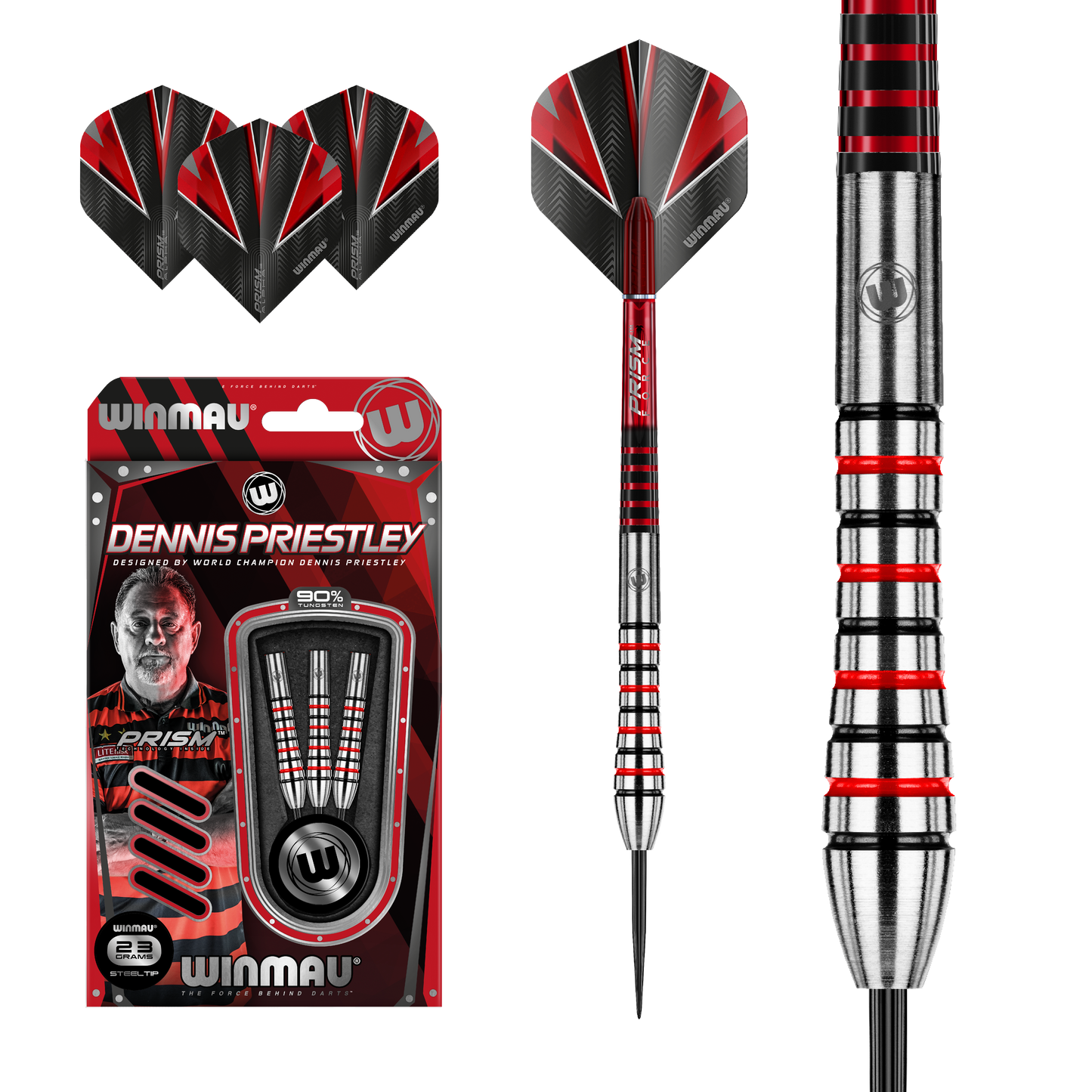 Winmau Dennis Priestley Signature Edition 90% Tungsten Steel Tip Dart Set