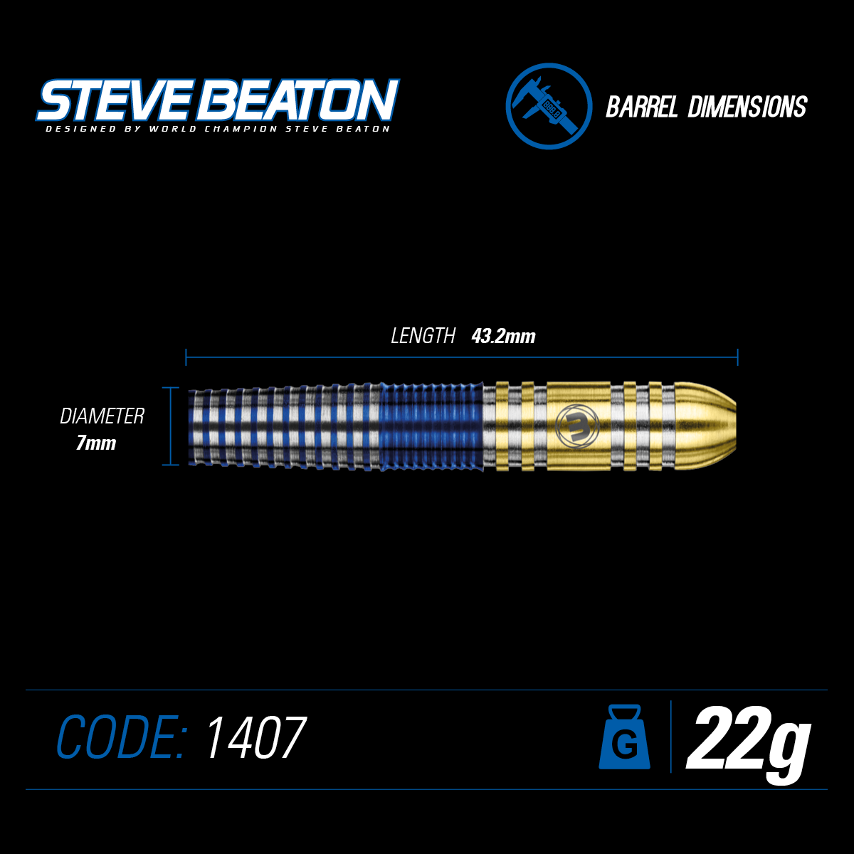Winmau Steve Beaton 90% Tungsten Steel Tip Dart Set image 2