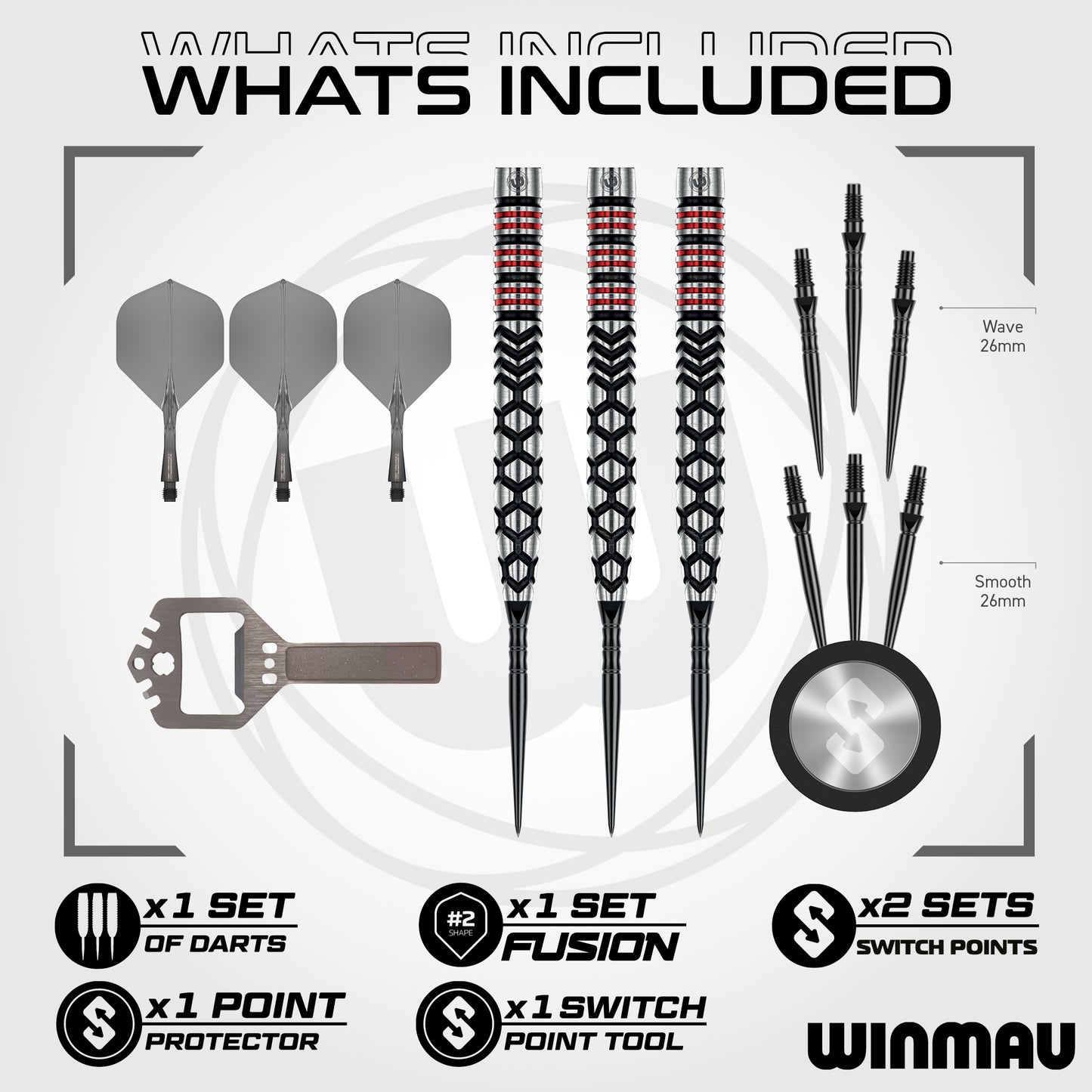Winmau Fornax Tapered 90% Tungsten Switch Point Steel Tip Dart Set