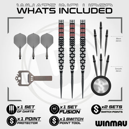 Winmau Fornax Tapered 90% Tungsten Switch Point Steel Tip Dart Set