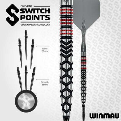 Winmau Fornax Tapered 90% Tungsten Switch Point Steel Tip Dart Set