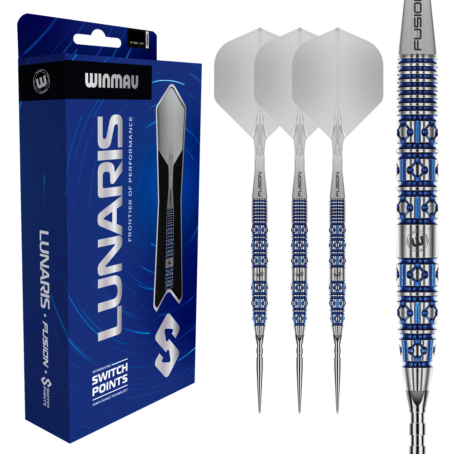 Winmau Lunaris Tapered 90% Tungsten Switch Point Steel Tip Dart Set