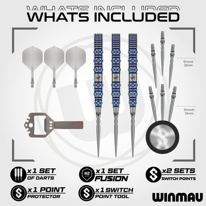 Winmau Lunaris Tapered 90% Tungsten Switch Point Steel Tip Dart Set