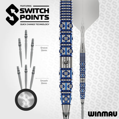 Winmau Lunaris Tapered 90% Tungsten Switch Point Steel Tip Dart Set