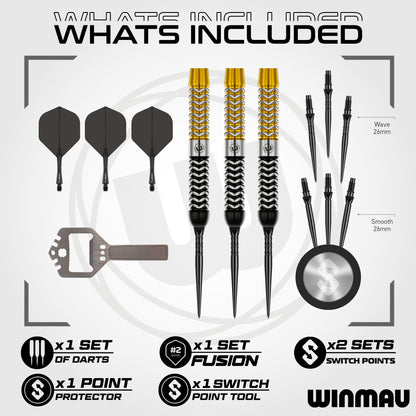 Winmau Exion Parallel 90% Tungsten Switch Point Steel Tip Dart Set
