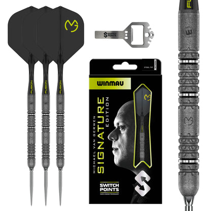 Winmau MVG Signature Edition 90%Tungsten Switch Point Steel Tip Dart Set