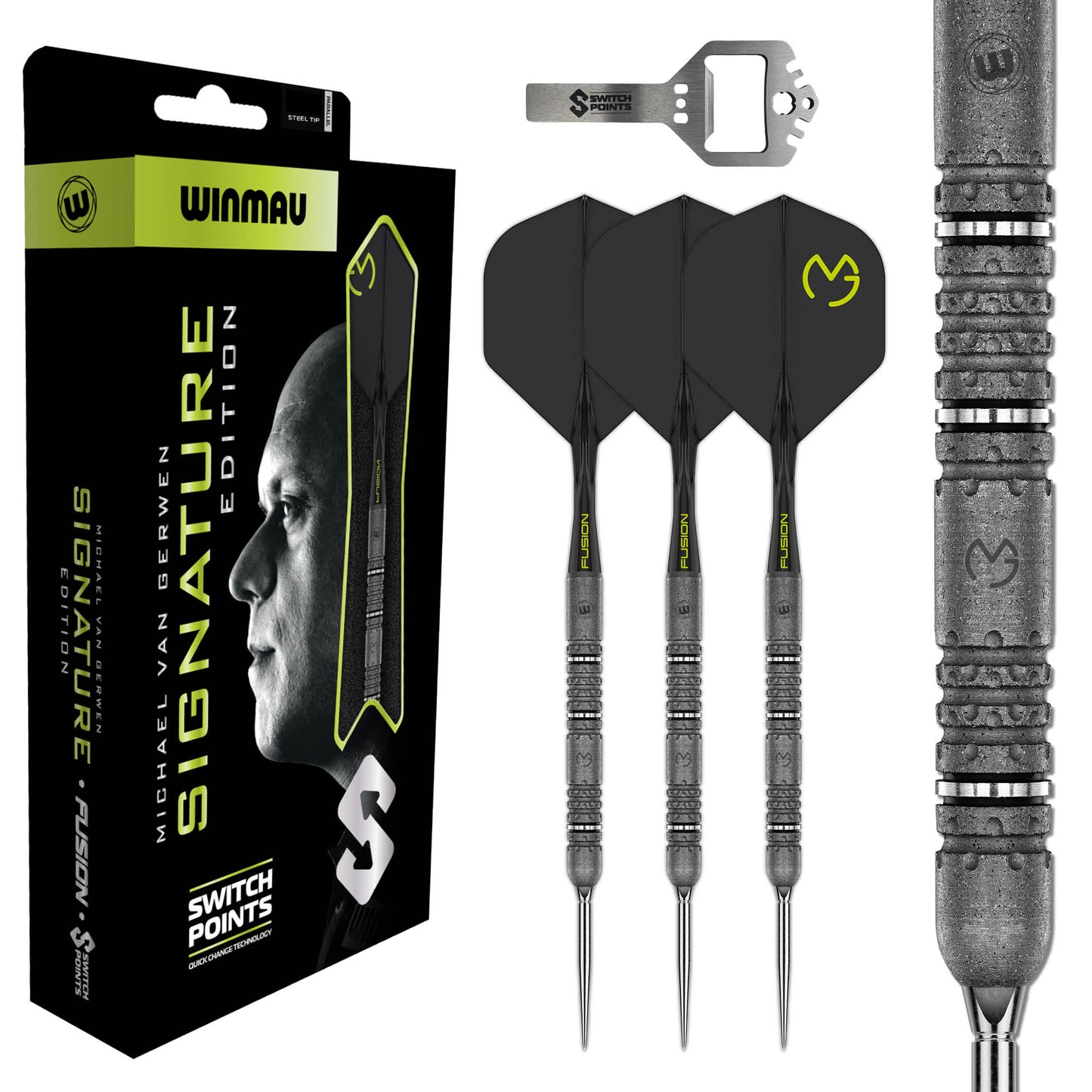 Winmau MVG Signature Edition 90%Tungsten Switch Point Steel Tip Dart Set