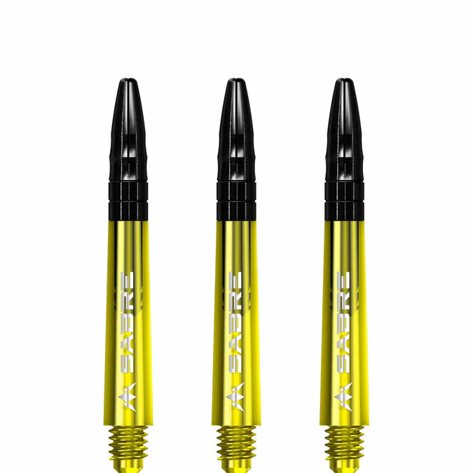 Mission Sabre Yellow-Black Top Polycarbonate Dart Shaft Stem image 1