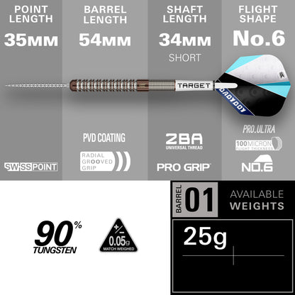 Target Adam Lipscombe 90% Tungsten Swiss Point Steel Tip Dart Set
