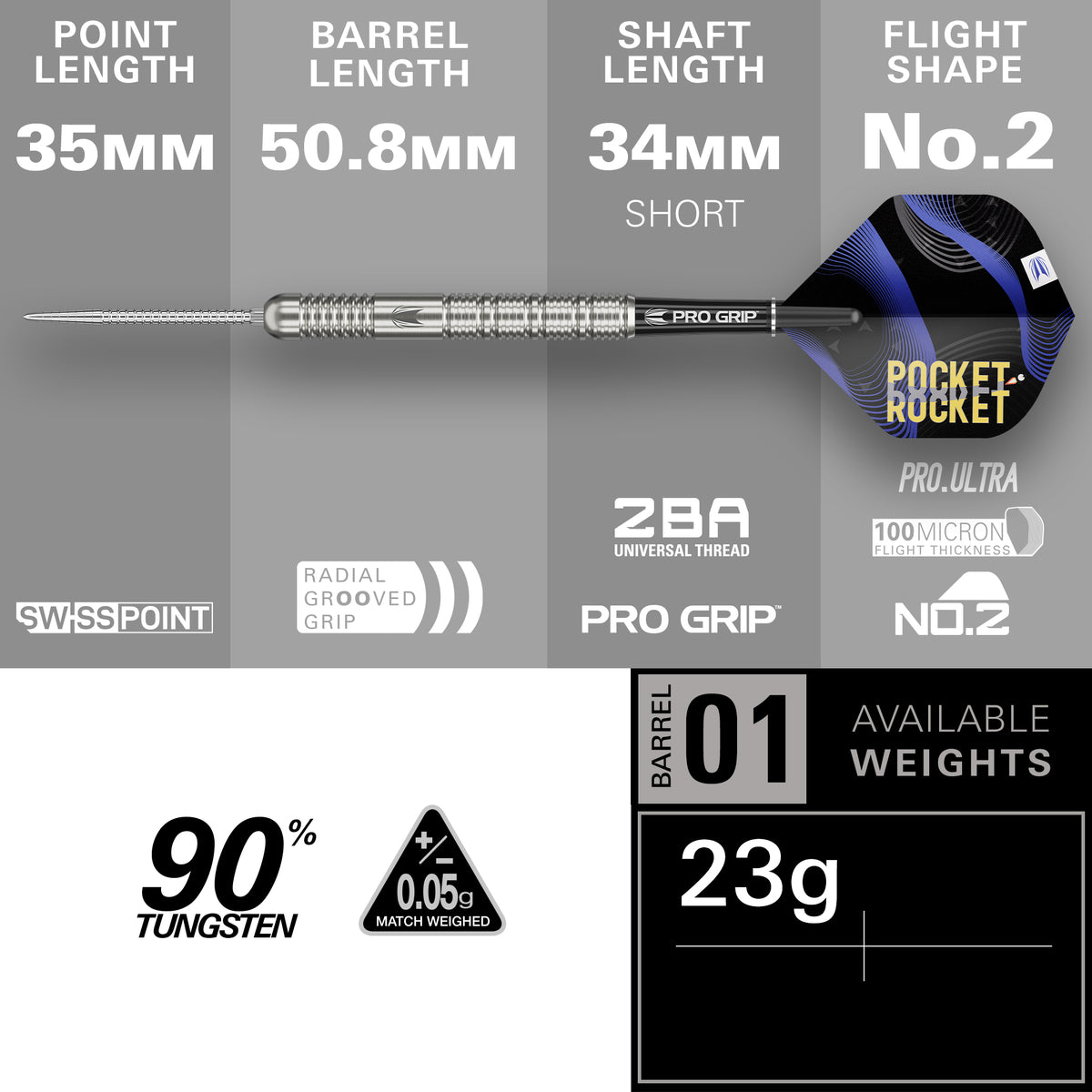 Target Justin Hood 90% Tungsten Swiss Point Steel Tip Dart Set