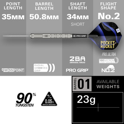 Target Justin Hood 90% Tungsten Swiss Point Steel Tip Dart Set