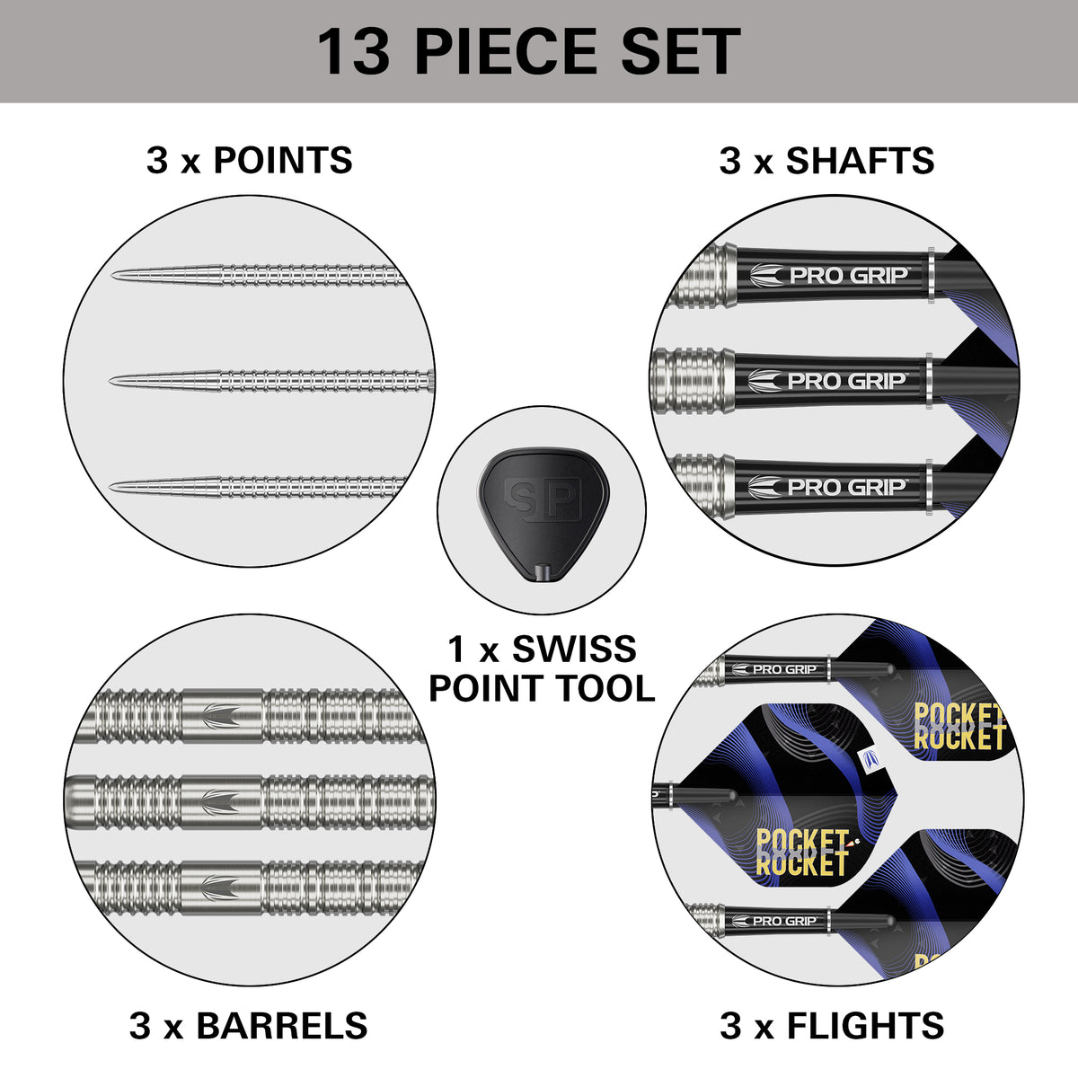 Target Justin Hood 90% Tungsten Swiss Point Steel Tip Dart Set