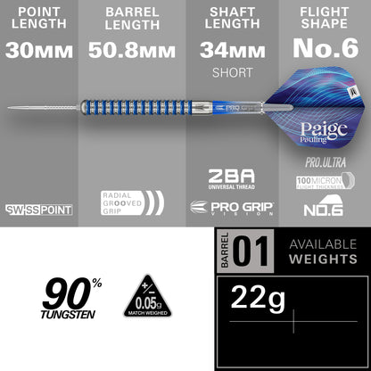 Target Paige Pauling 90% Tungsten Swiss Point Steel Tip Dart Set