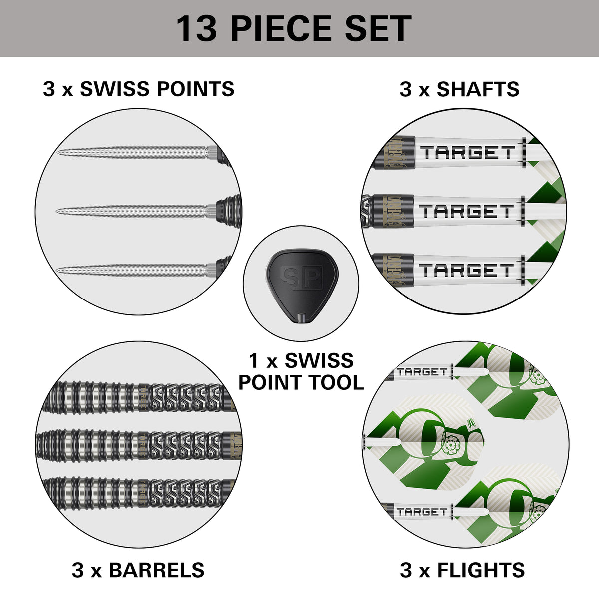 Target Charlie Manby 95% Tungsten Swiss Point Steel Tip Dart Set