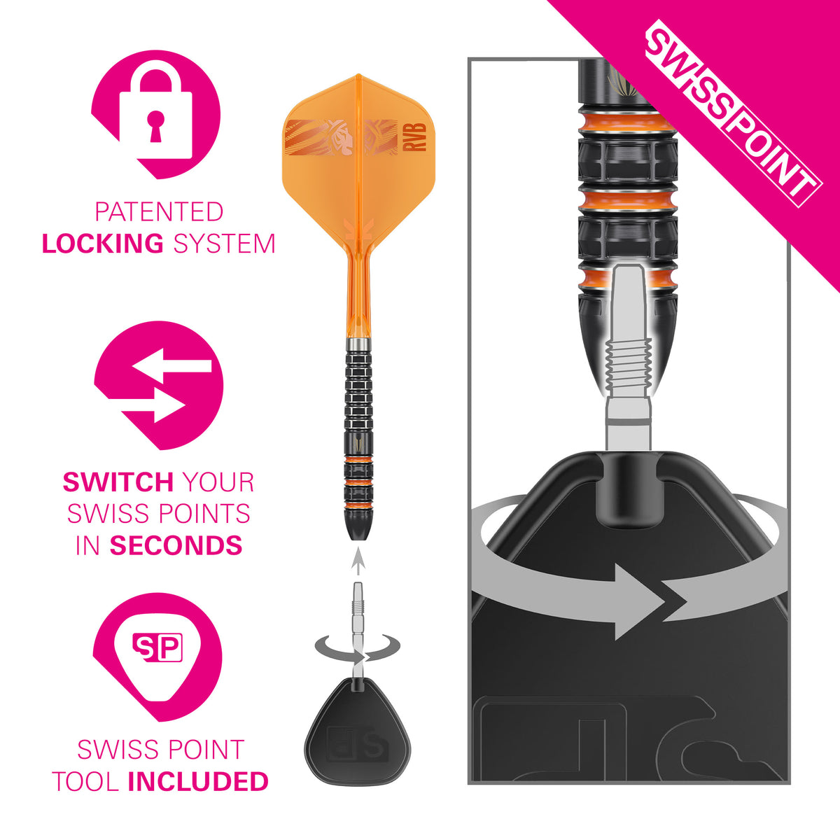 Target Raymond Van Barneveld 95K 95% Tungsten Swiss Point Steel Tip Dart Set