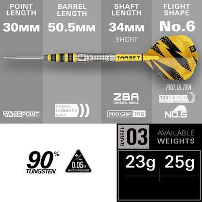 Target Buzz 03 90% Tungsten Swiss Point Steel Tip Dart Set
