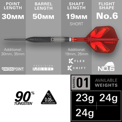 Target Shift 90% Tungsten Swiss Point Steel Tip Dart Set