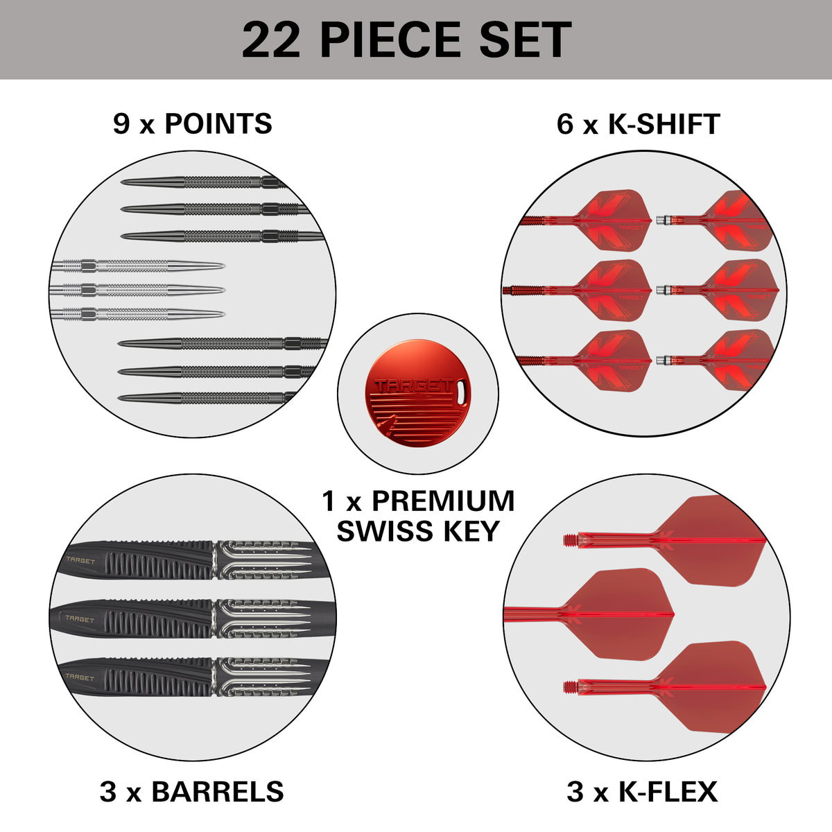 Target Shift 90% Tungsten Swiss Point Steel Tip Dart Set