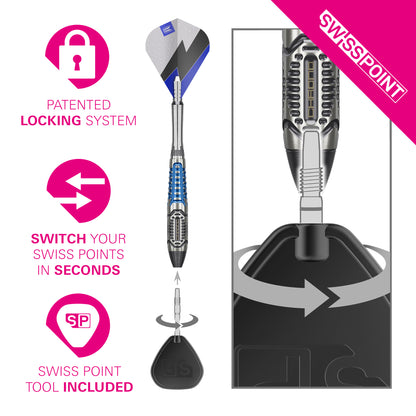 Target Phil Taylor Power Chrono 95% Tungsten Swiss Point Steel Tip Dart Set