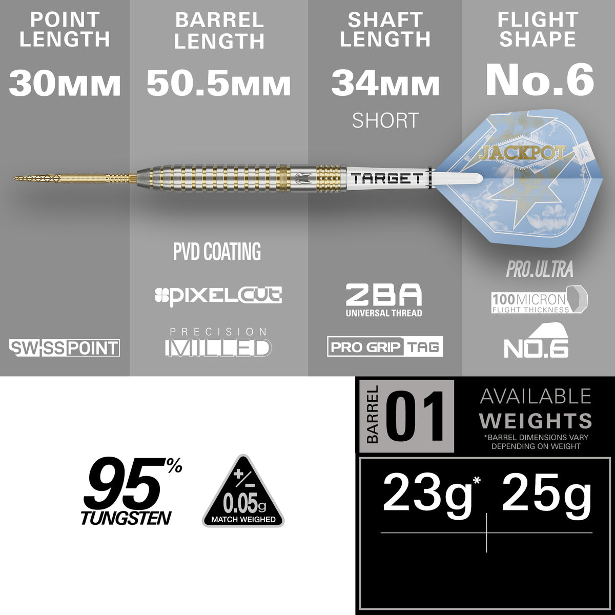 Target Adrian Lewis Showdown 95% Tungsten Swiss Point Steel Tip Dart Set
