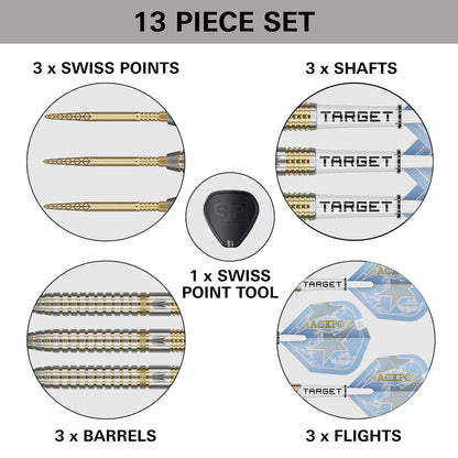 Target Adrian Lewis Showdown 95% Tungsten Swiss Point Steel Tip Dart Set