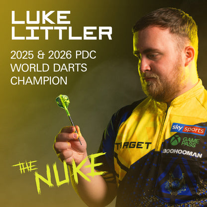 Target Luke Littler Nuke Fallout 90% Tungsten Swiss Point Steel Tip Dart Set
