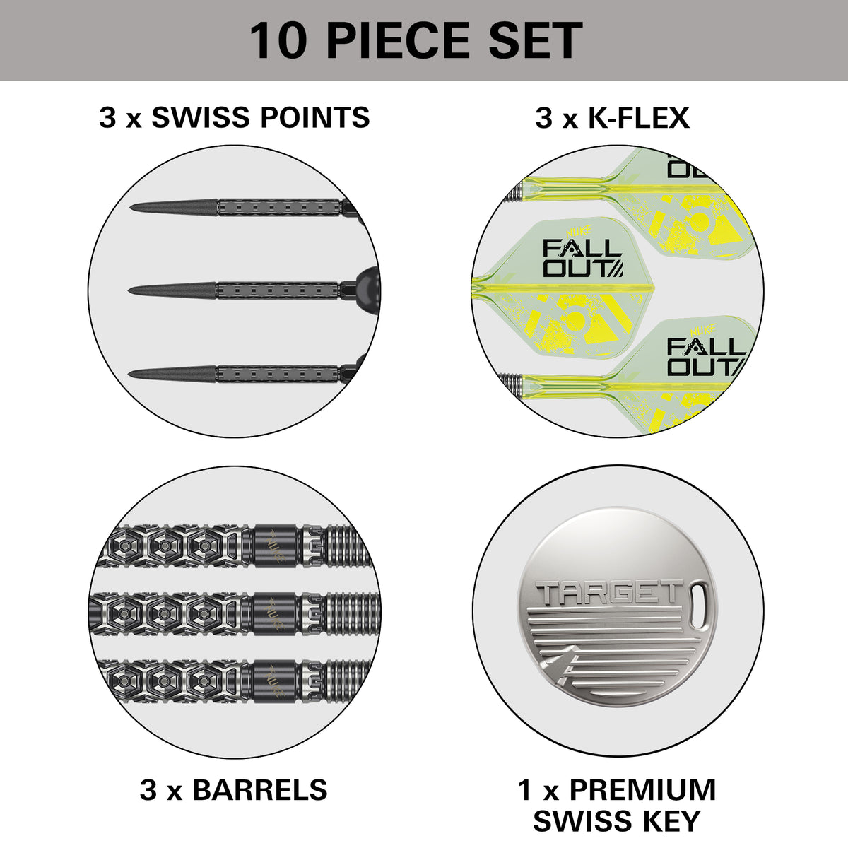 Target Luke Littler Nuke Fallout 90% Tungsten Swiss Point Steel Tip Dart Set