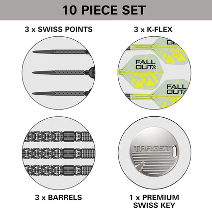 Target Luke Littler Nuke Fallout 90% Tungsten Swiss Point Steel Tip Dart Set