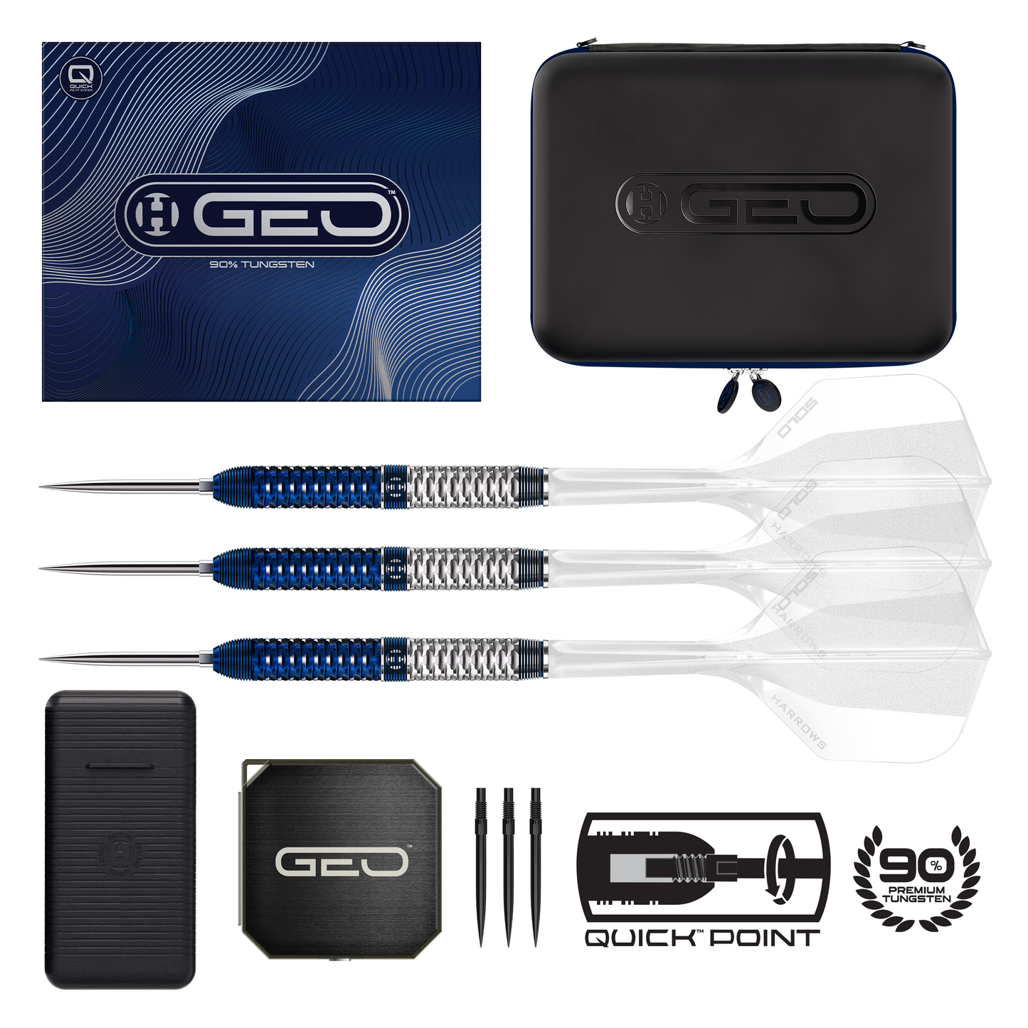 Harrows Geo 01 Parallel 90% Tungsten Quick Point Dart Set