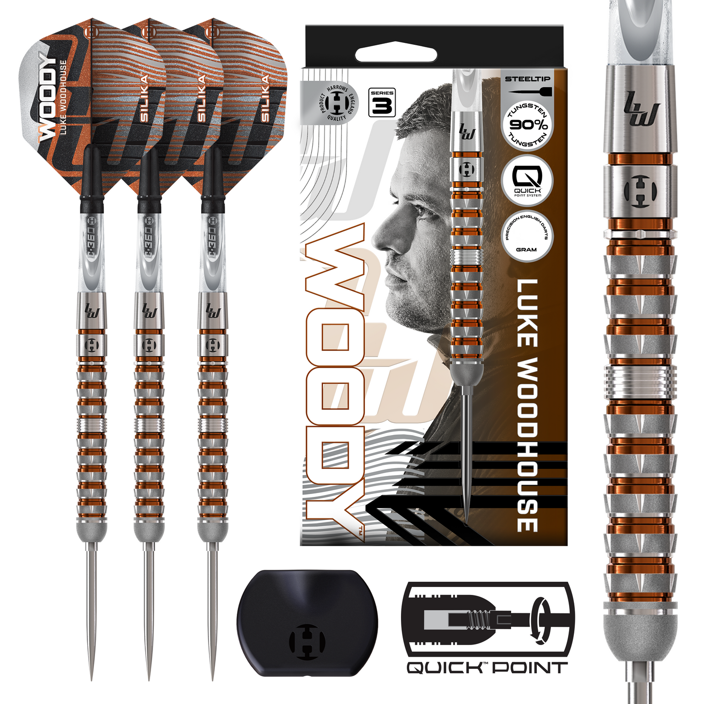 Harrows Luke Woodhouse Series 3 90% Tungsten Quick Point Dart Set